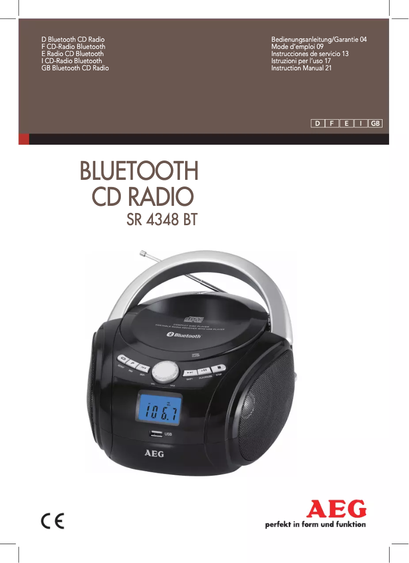 Page 1 de la notice Manuel utilisateur AEG SR 4348 BT