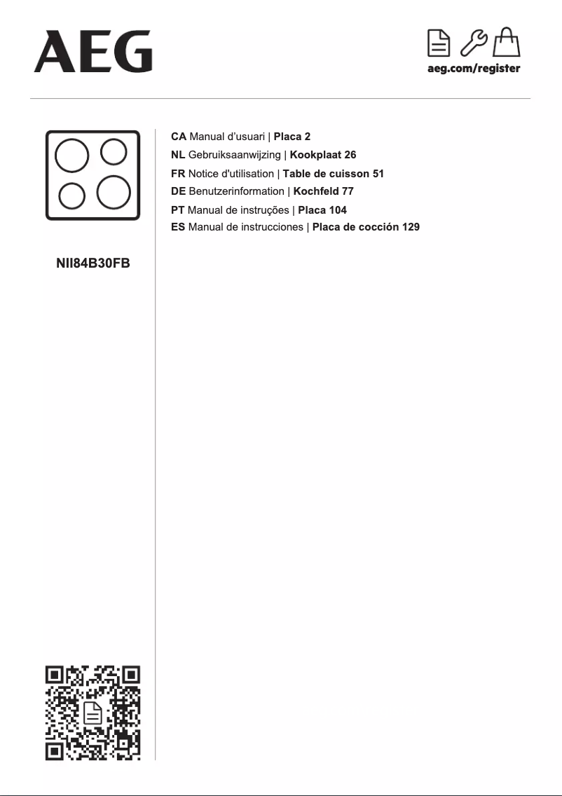 Page 1 de la notice Manuel utilisateur AEG NII84B30FB