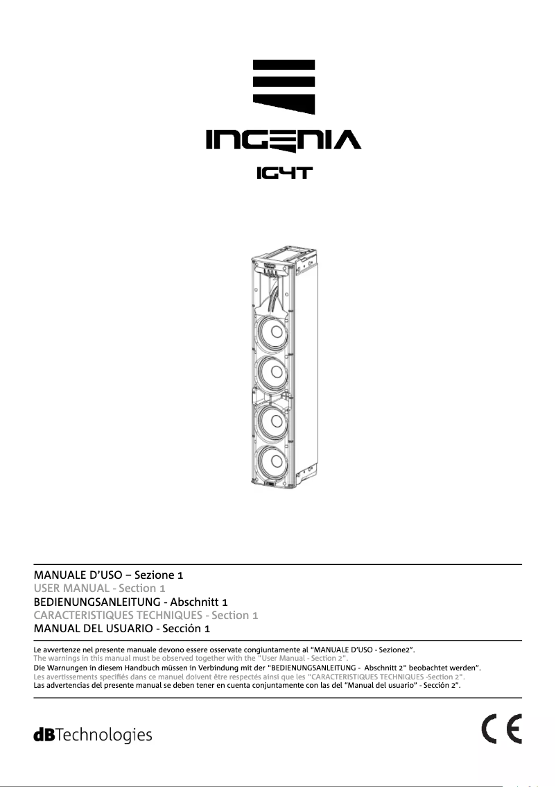 Page 1 de la notice Manuel utilisateur DB Technologies Ingenia IG4T