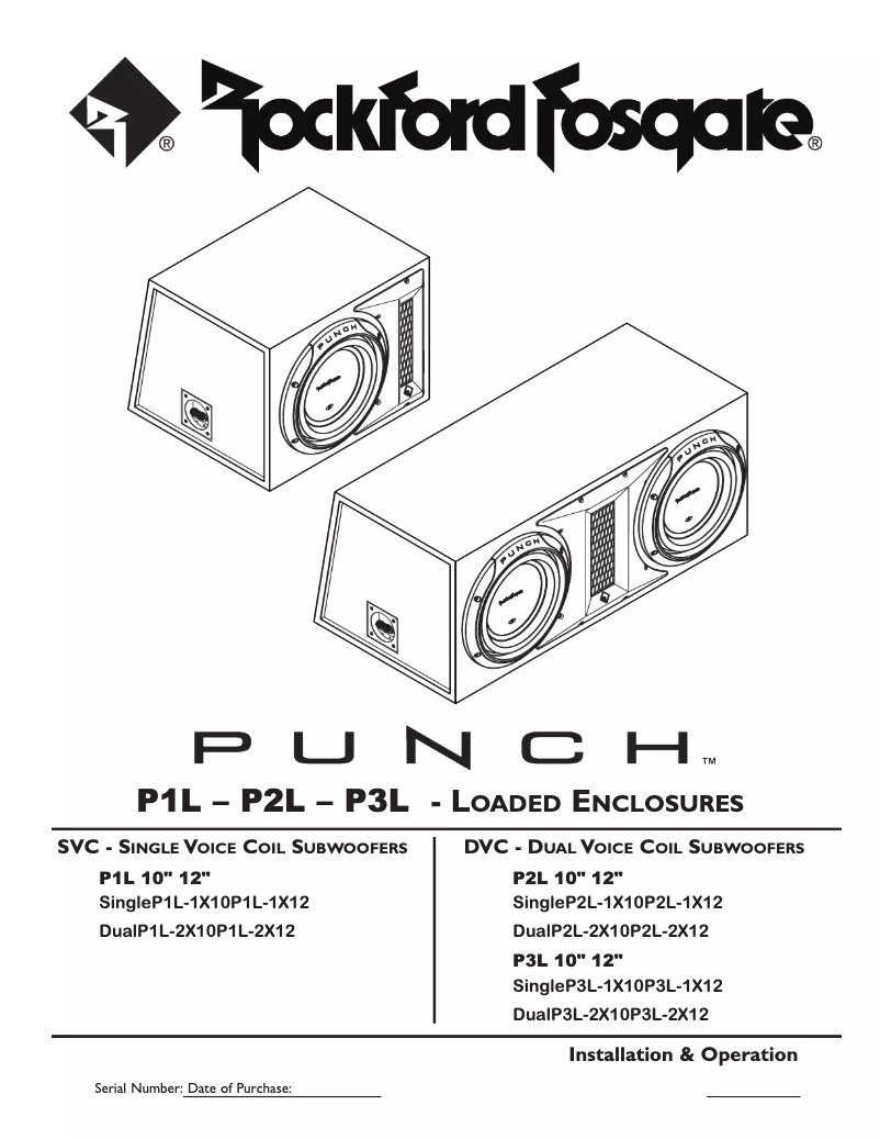 Page n°1 - Manuel utilisateur Rockford Fosgate Punch P3L-2X10