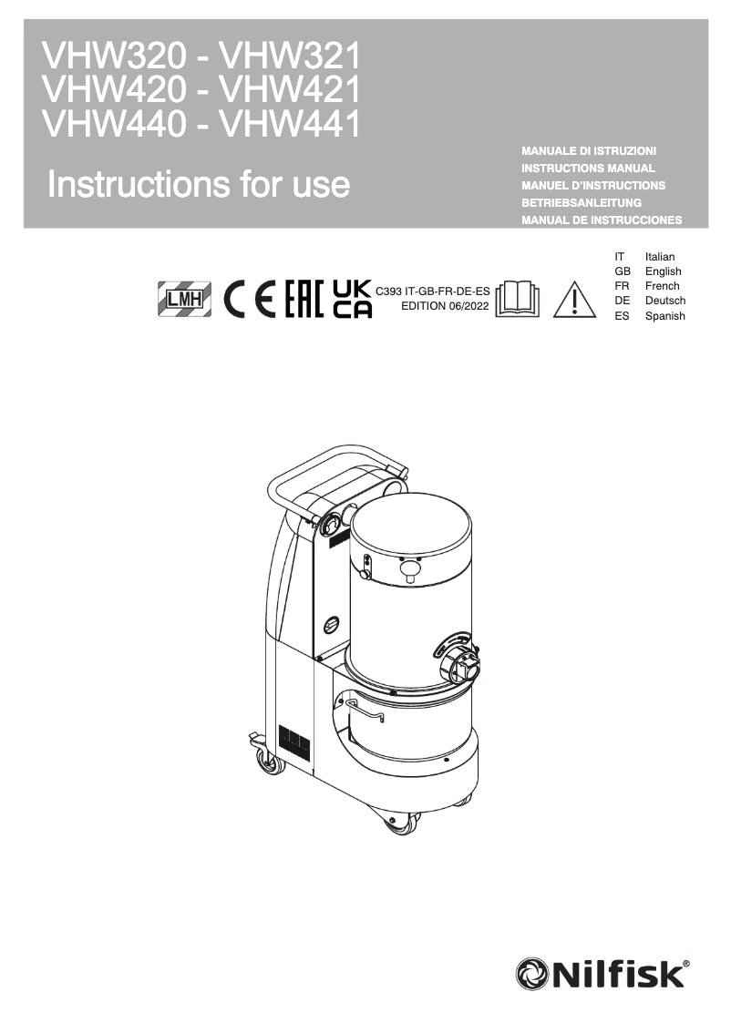Page n°1 - Manuel utilisateur Nilfisk VHW320