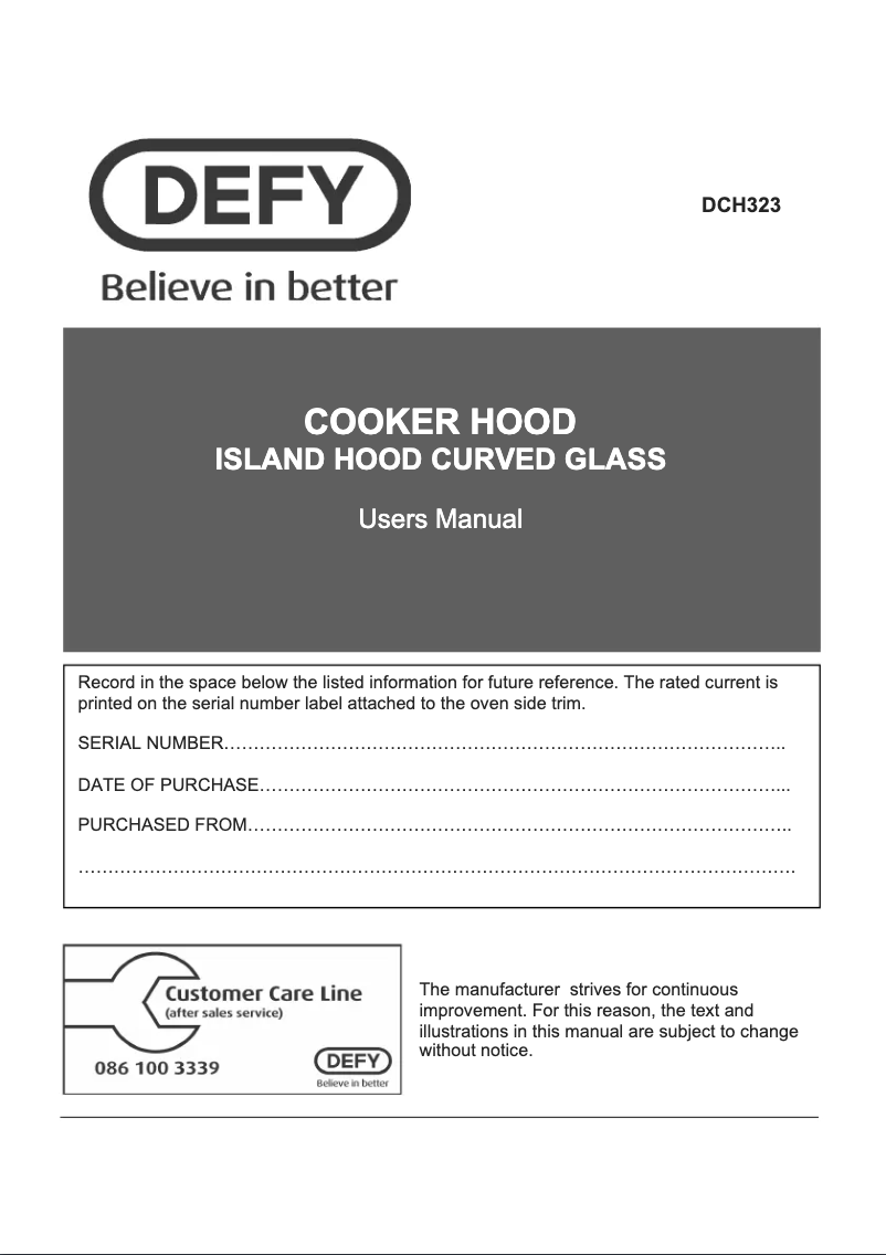 Page n°1 - Manuel utilisateur Defy DCH 323