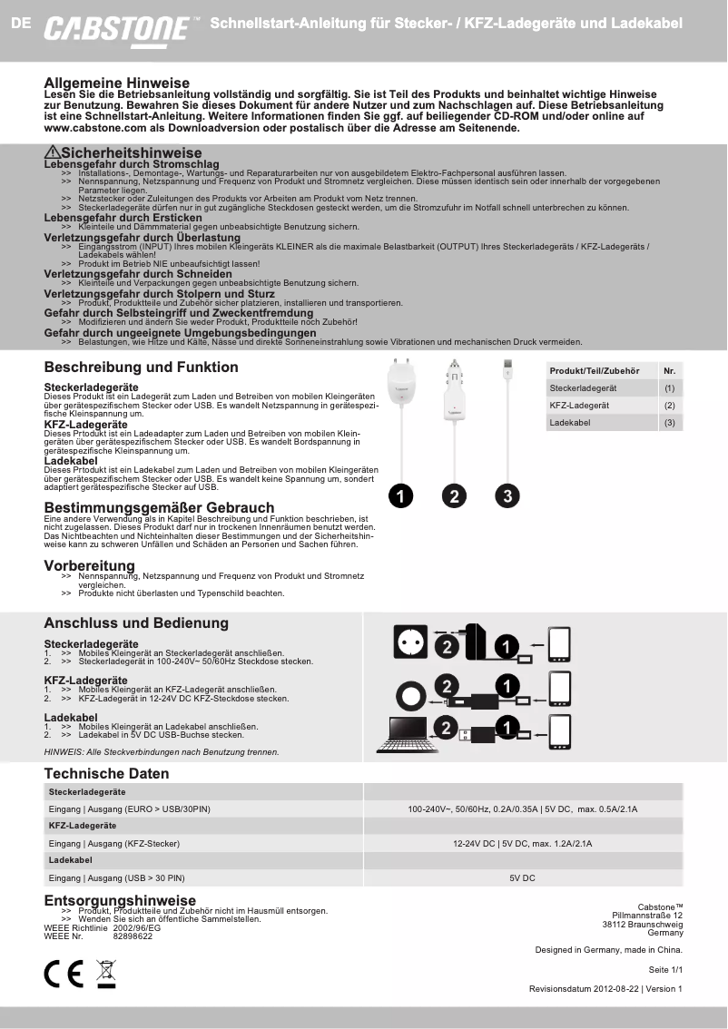 Página 1 del manual Manual de usuario Cabstone 52093