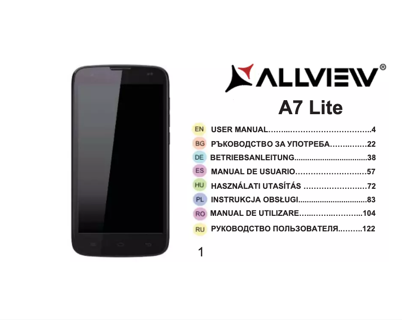 Page 1 de la notice Manuel utilisateur Allview A7 Lite