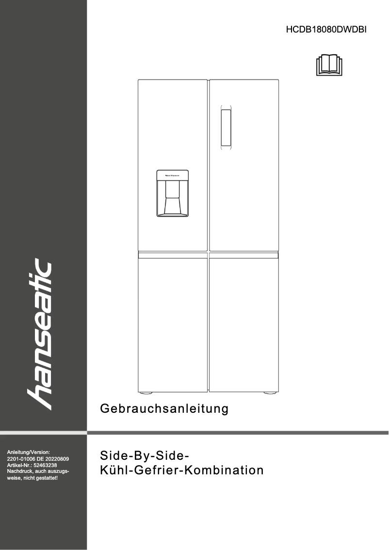 Imagen de la primera página del manual del dispositivo HCDB18080DWDI
