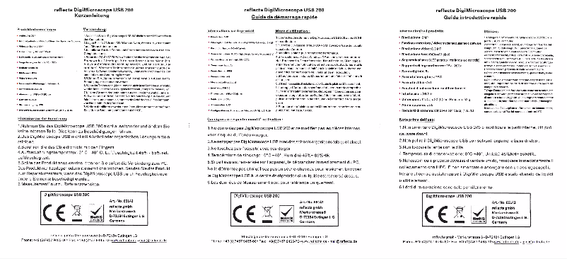 Page 1 de la notice Manuel utilisateur Reflecta DigiMicroscope USB 200
