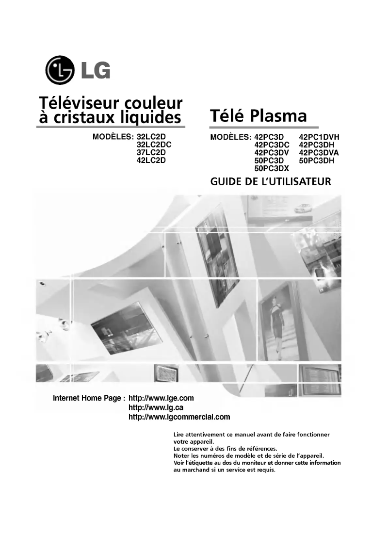 Page 1 de la notice Manuel utilisateur LG 42PC3D