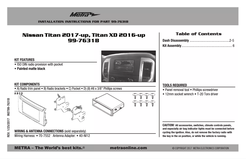 Page n°1 - Guide d'installation Metra 99-7631B