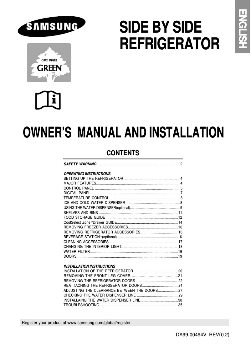 Page n°1 - Manuel utilisateur Samsung RS21FCSM