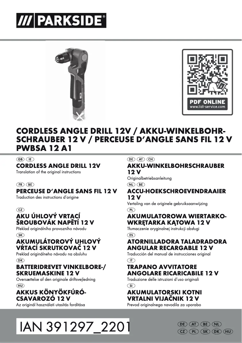 Page n°1 - Manuel utilisateur Parkside PWBSA 12 A1