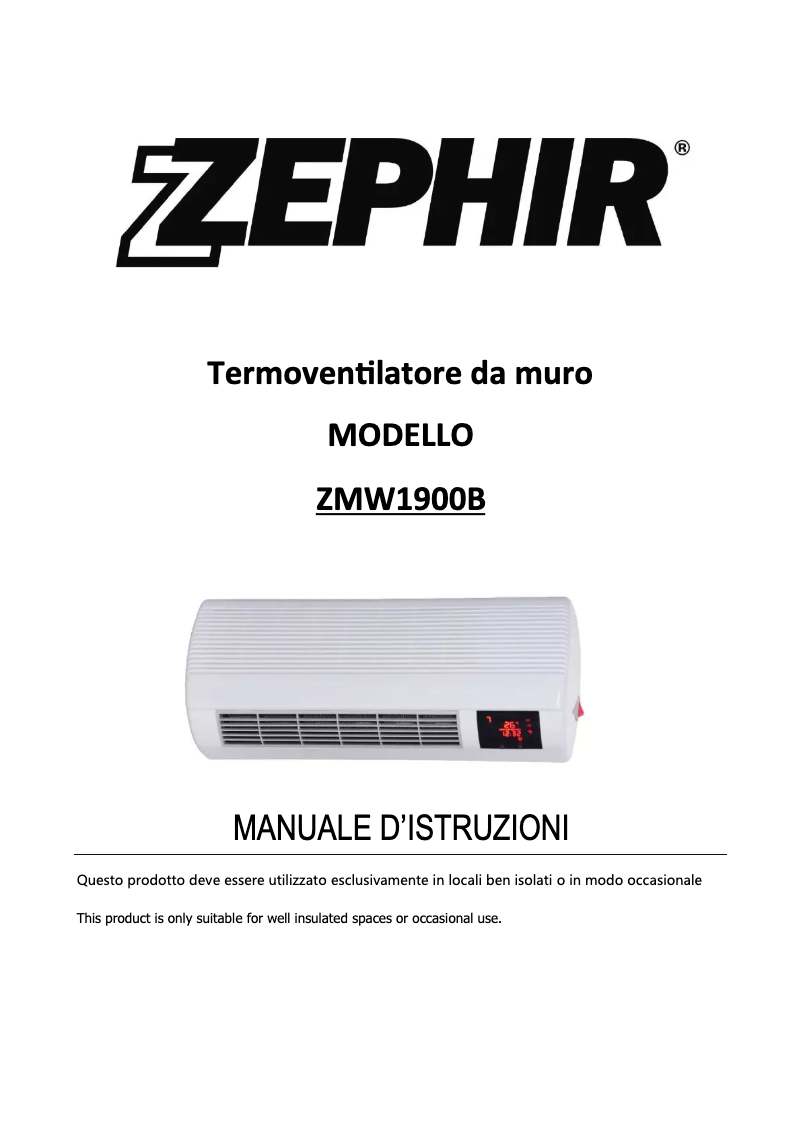 Page 1 de la notice Manuel utilisateur Zephir ZMW1900B