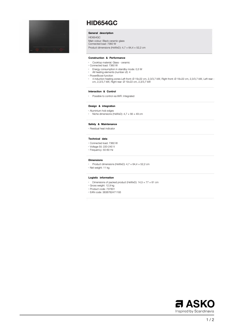 Image de la première page du manuel de l'appareil HID654GC