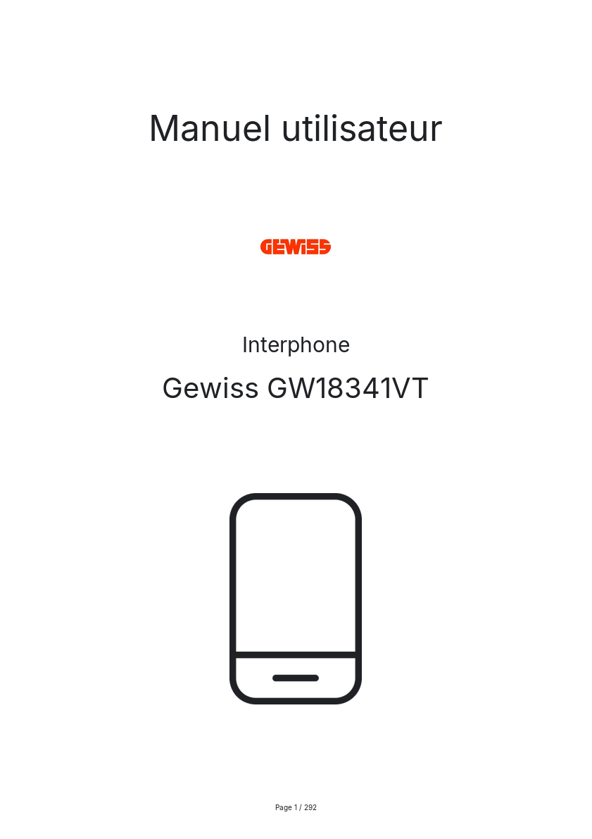 Page n°1 - Manuel utilisateur Gewiss GW18341VT