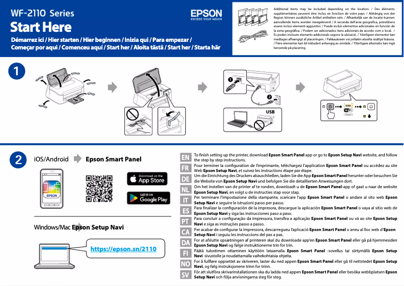 Página 1 del manual Guía de instalación Epson WorkForce WF-2110W