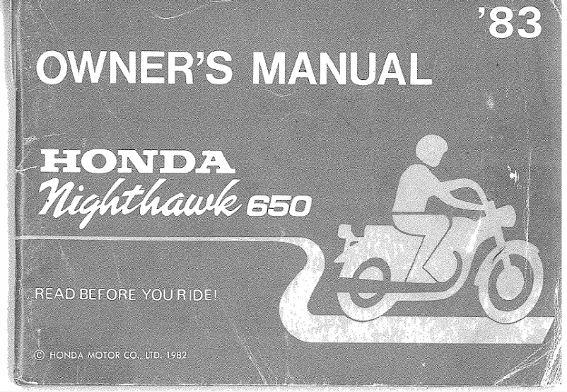 Image de la première page du manuel de l'appareil Nighthawk 650 (1982)