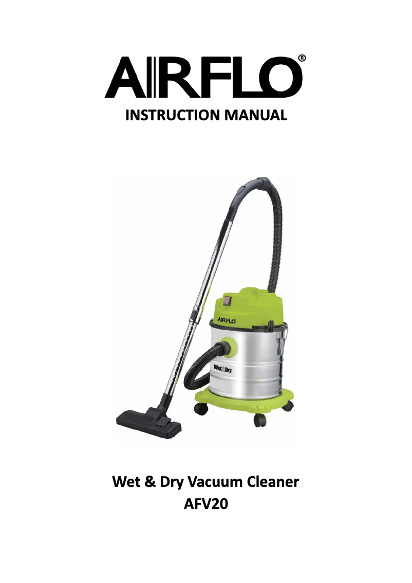 Page 1 de la notice Manuel utilisateur Airflo Wet & Dry AFV20