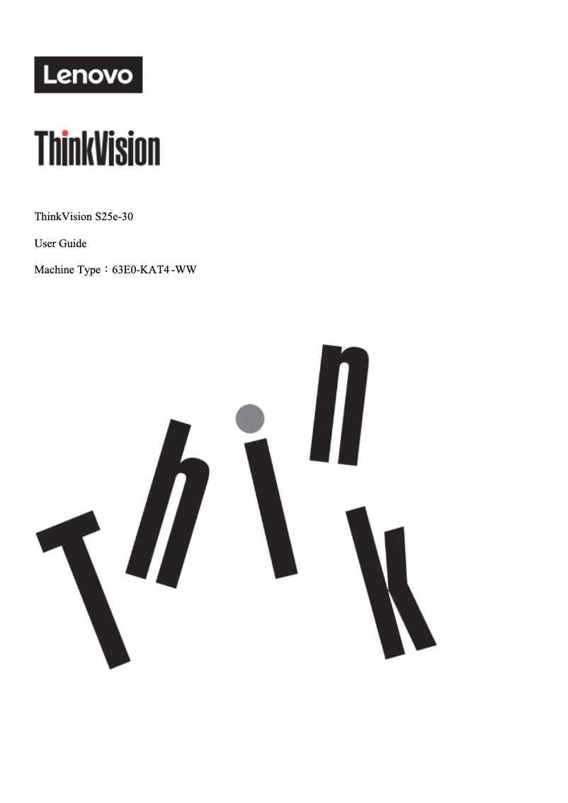 Imagen de la primera página del manual del dispositivo ThinkVision S25e-30