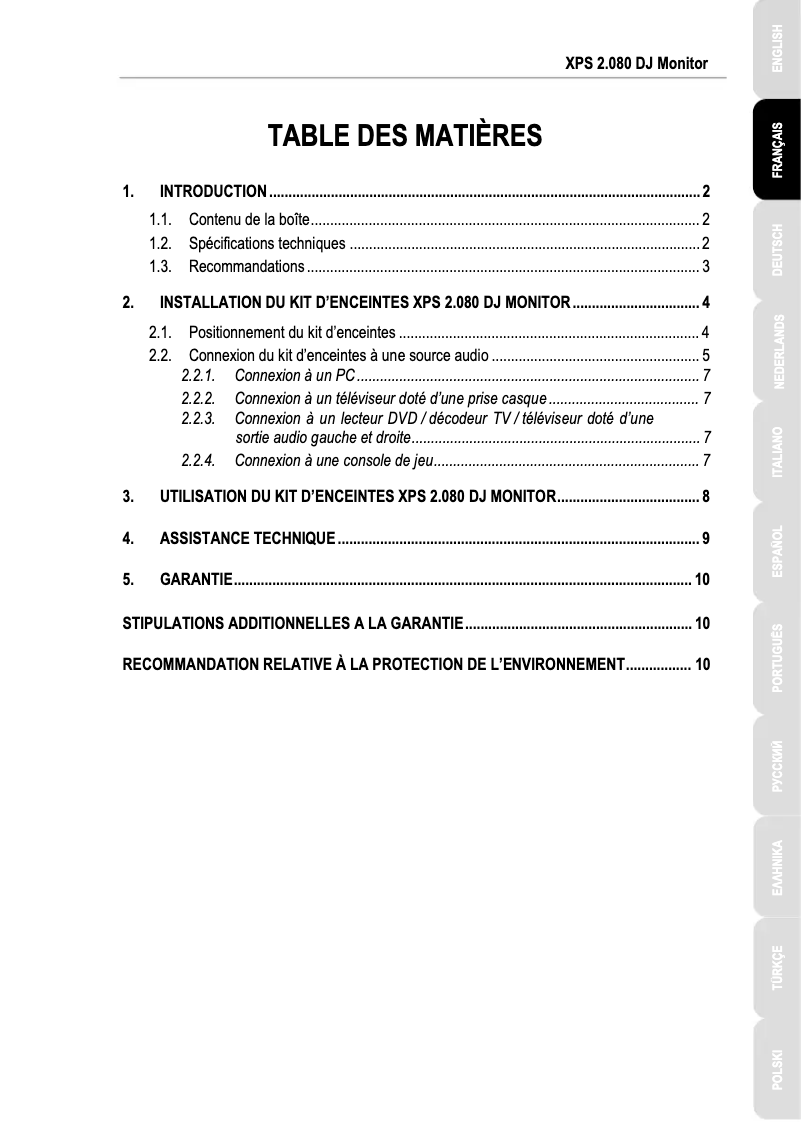 Image de la première page du manuel de l'appareil XPS 2.0 80