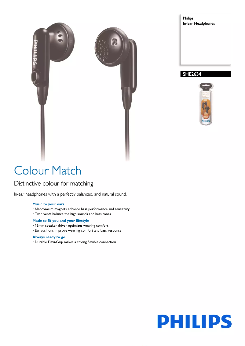 Page 1 de la notice Manuel utilisateur Philips SHE2634