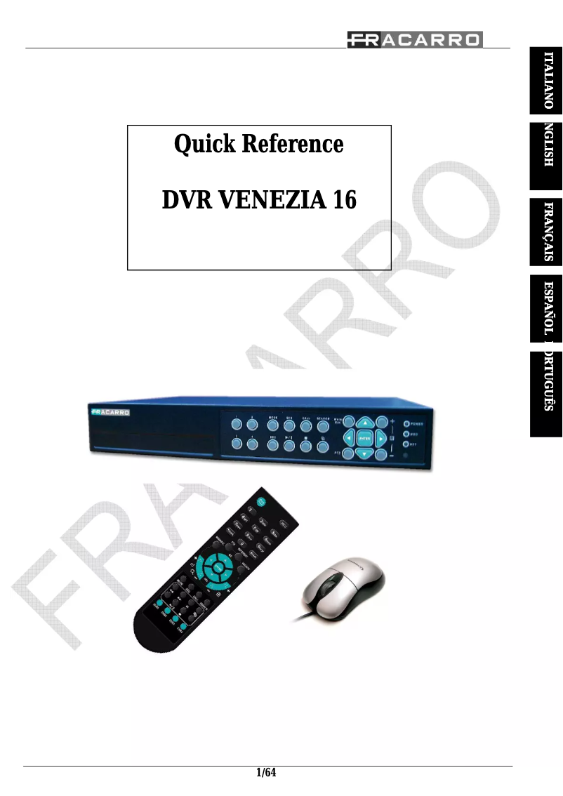 Page 1 de la notice Manuel utilisateur Fracarro VENEZIA 16