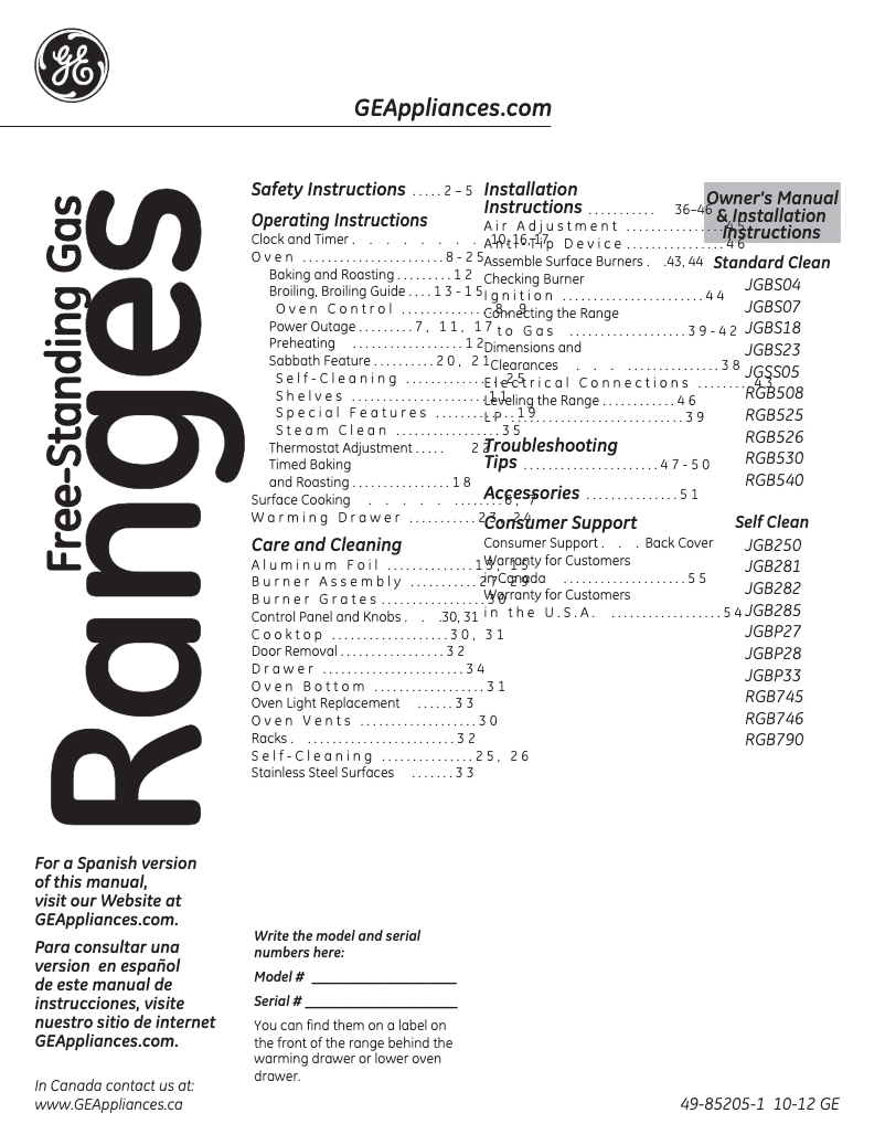 Page 1 de la notice Guide d'installation GE JGB250DETCC