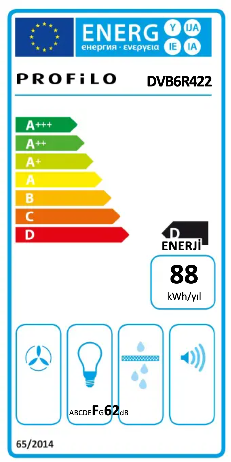 Page 1 of the manual Energy Label Profilo DVB6R422