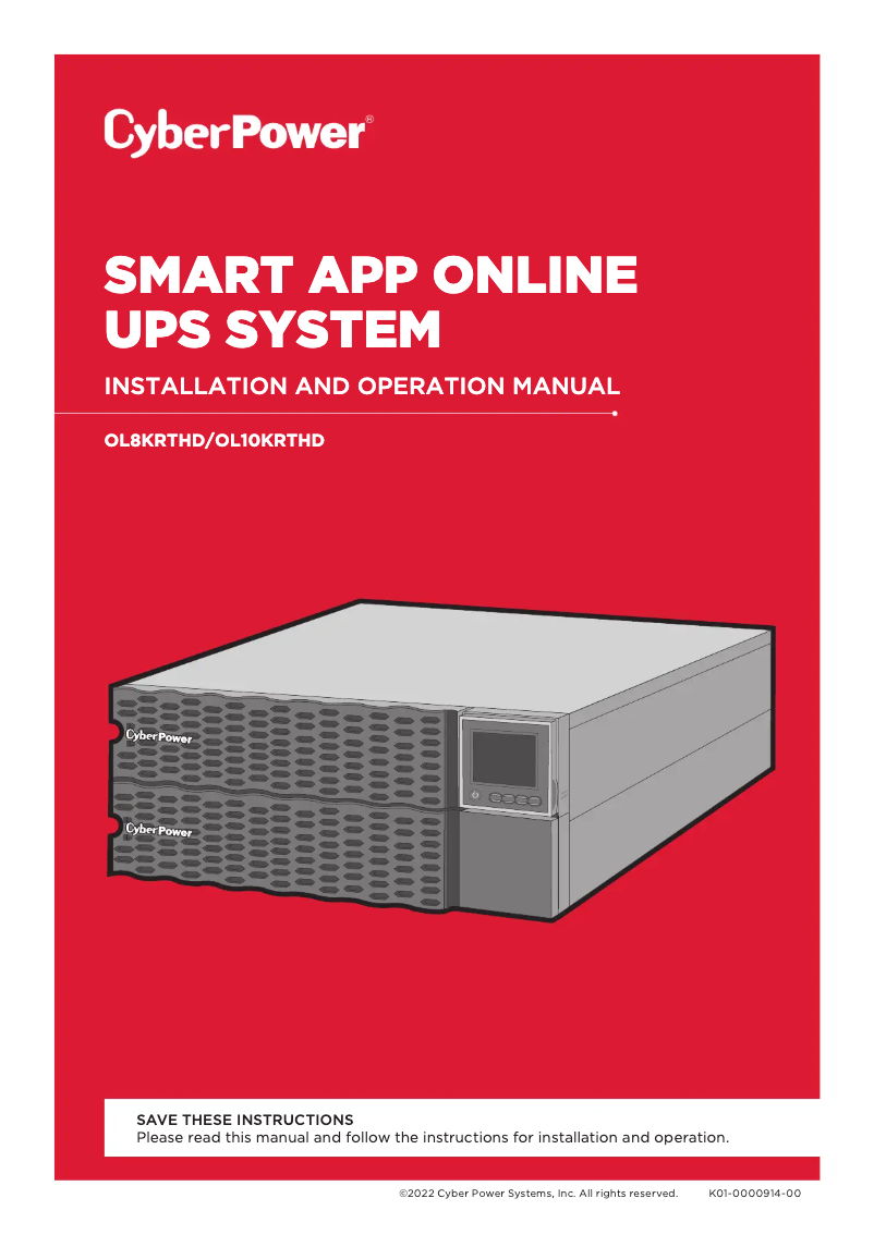 Page n°1 - Manuel utilisateur CyberPower OL10KRTHD
