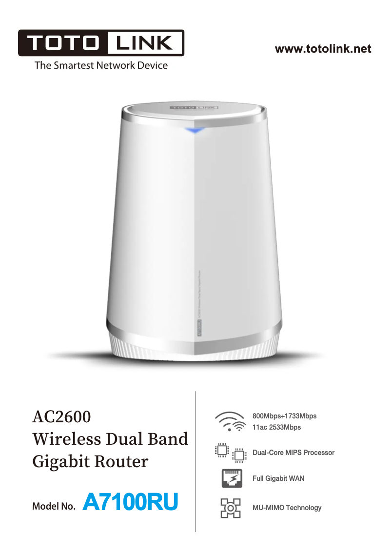 Página 1 del manual Manual de usuario Totolink A7100RU