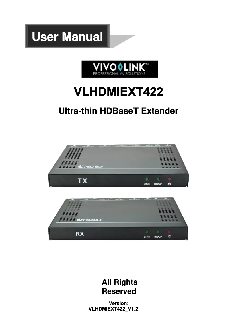 Page n°1 - Manuel utilisateur Vivolink VLHDMIEXT422