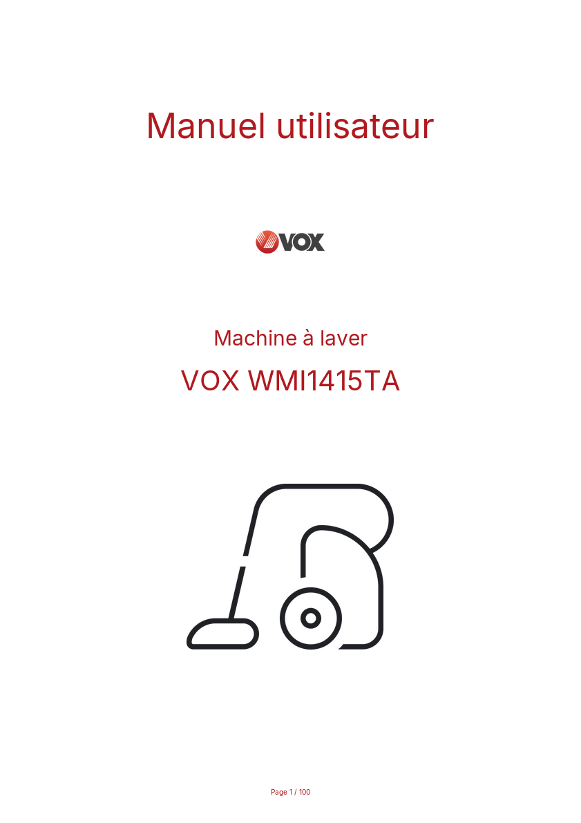 Page n°1 - Manuel utilisateur VOX WMI1415TA