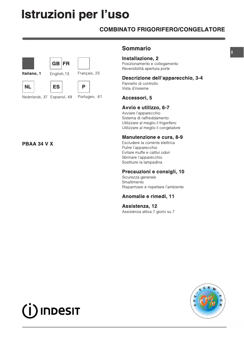 Image de la première page du manuel de l'appareil PBAA 34 VX