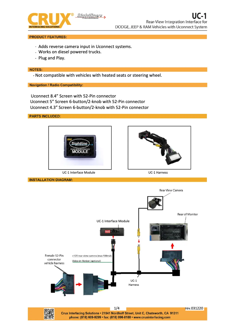 Page n°1 - Manuel utilisateur CRUX UC-1