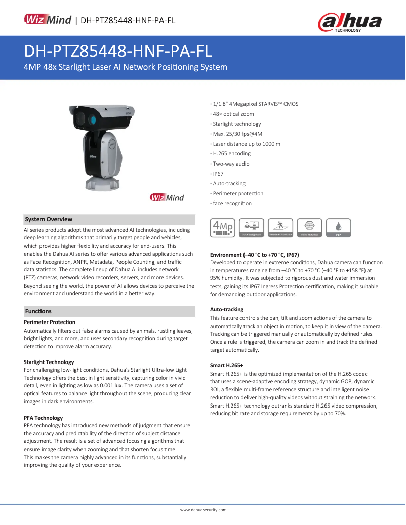 Image de la première page du manuel de l'appareil PTZ85448-HNF-PA-FL