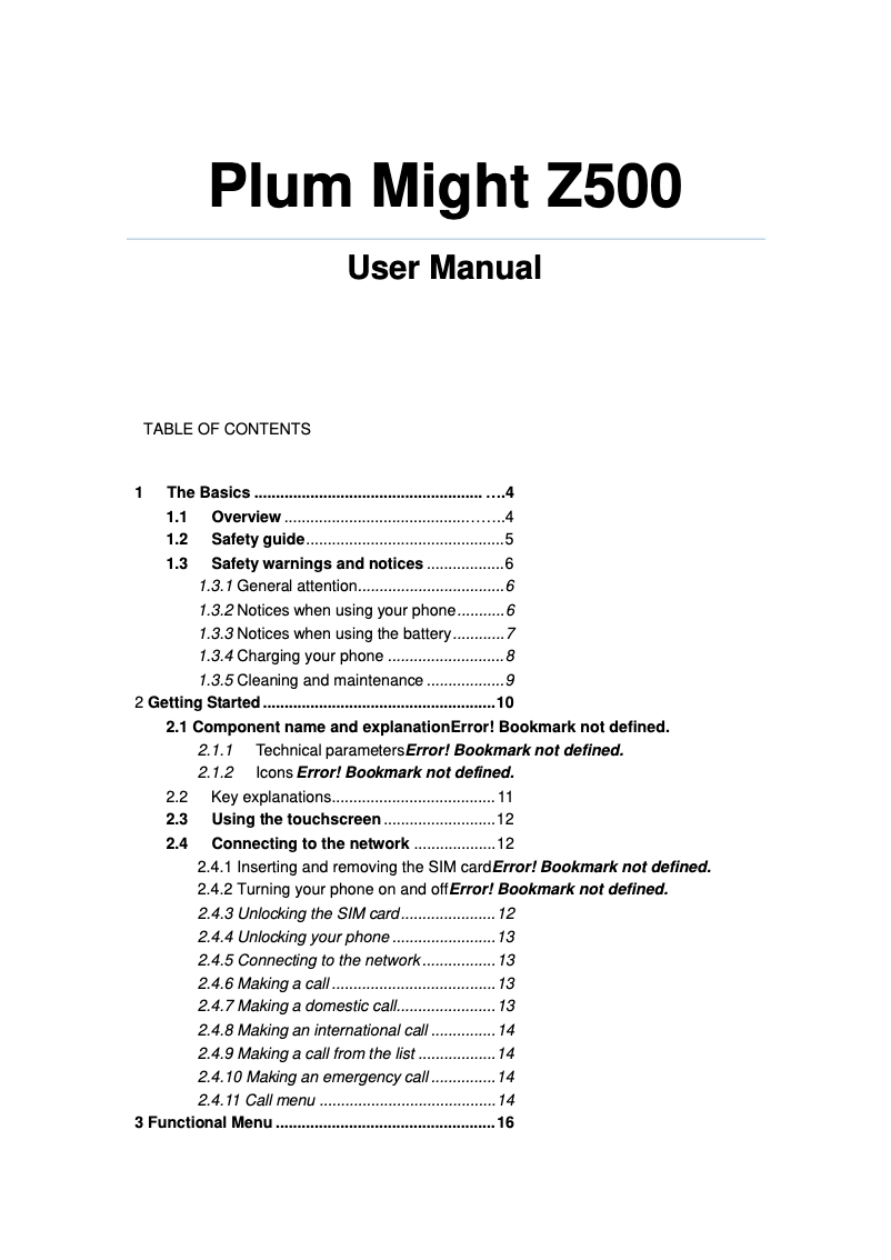 Page 1 de la notice Manuel utilisateur Plum Might LTE