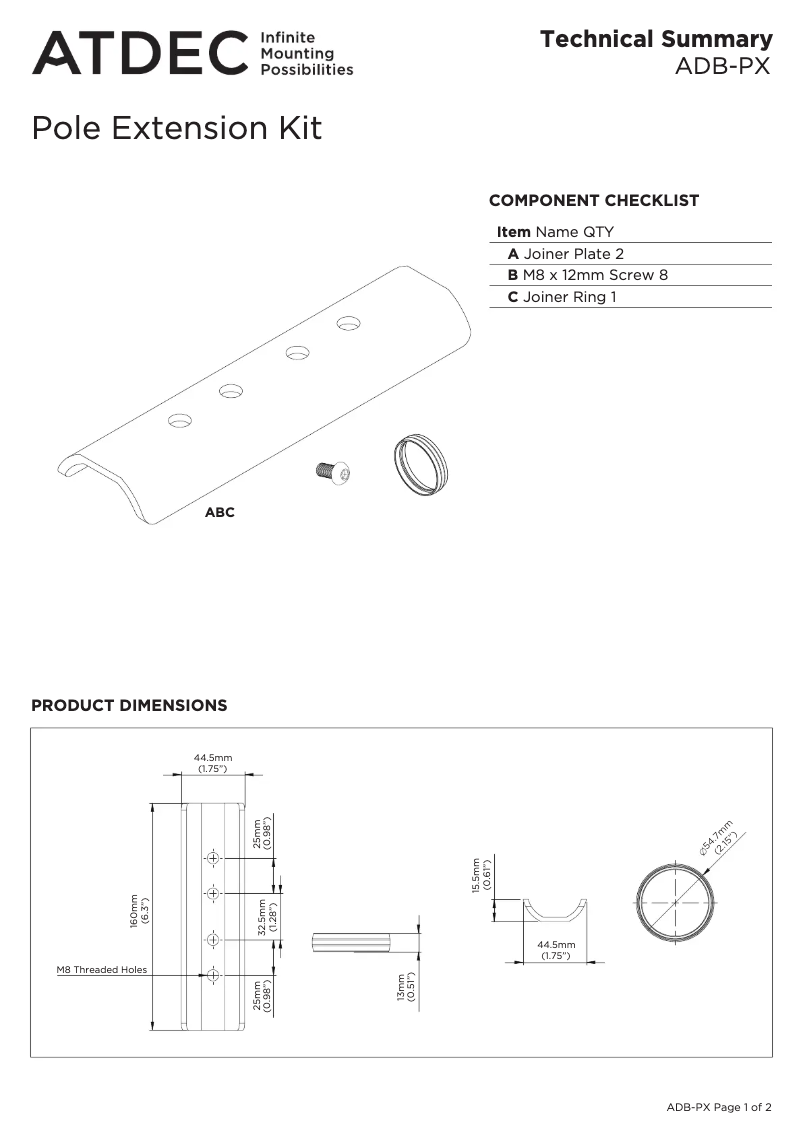 Page n°1 - Manuel utilisateur Atdec ADB-PX