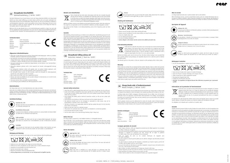 Page n°1 - Manuel utilisateur Reer Sleepy Koala 52451