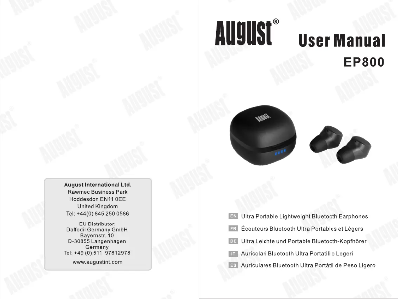 Page 1 of the manual User Manual August EP800