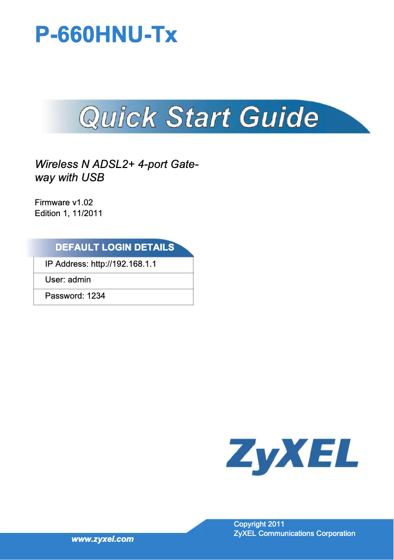 First page image of the manual for P-660HNU-T1