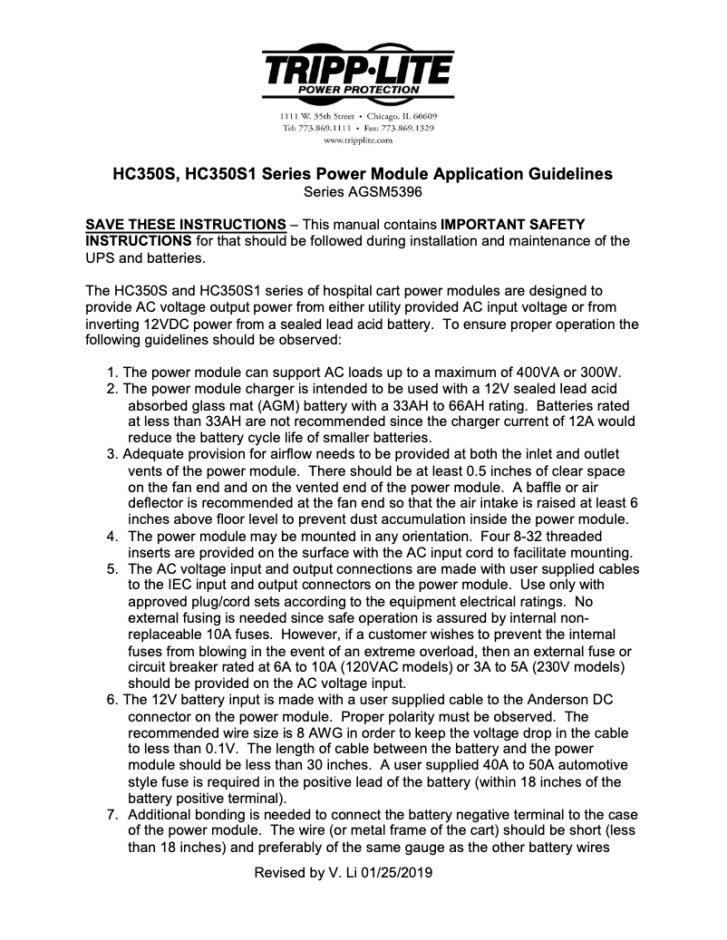 Page 1 de la notice Manuel utilisateur Tripp Lite DMBB110V