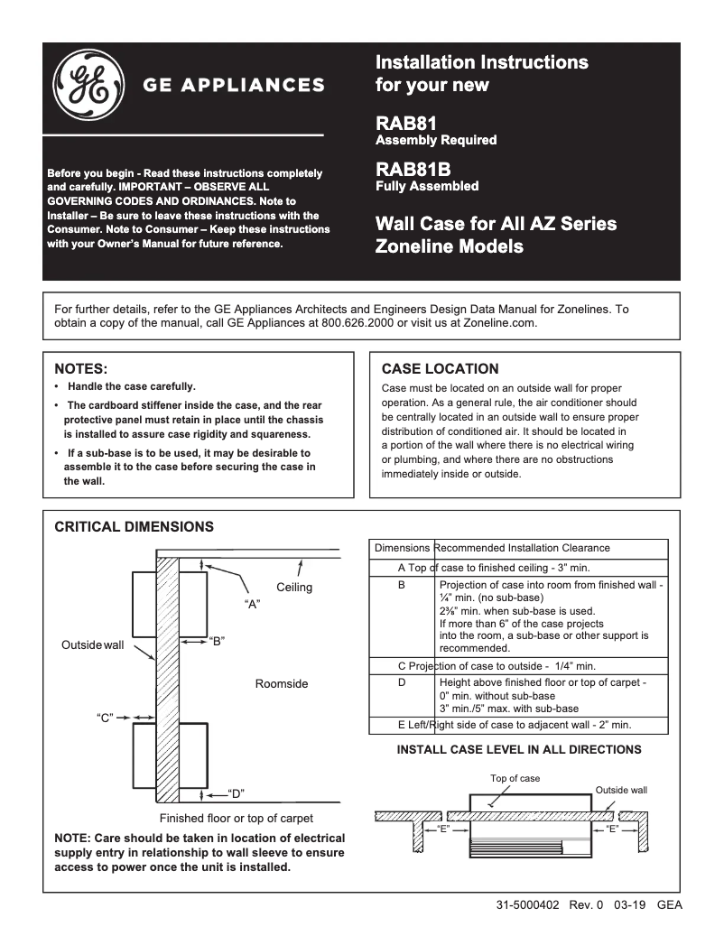 Image de la première page du manuel de l'appareil RAB81B