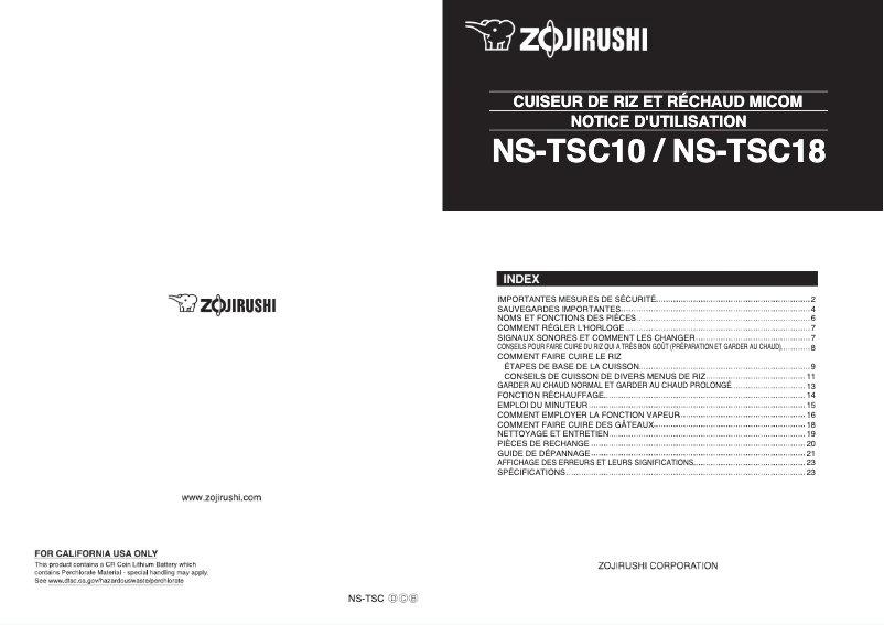 Image de la première page du manuel de l'appareil NS-TSC10