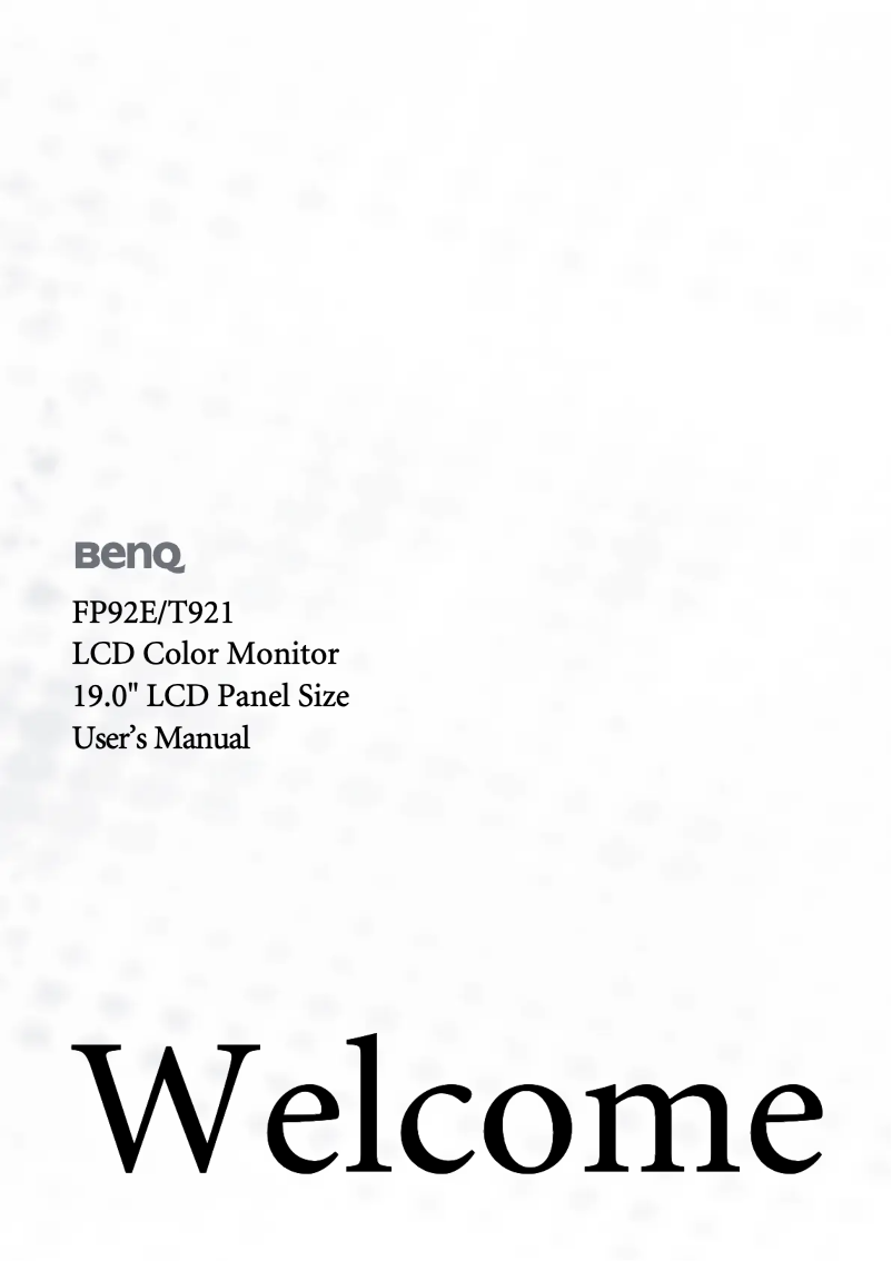 Page n°1 - Manuel utilisateur BenQ T921