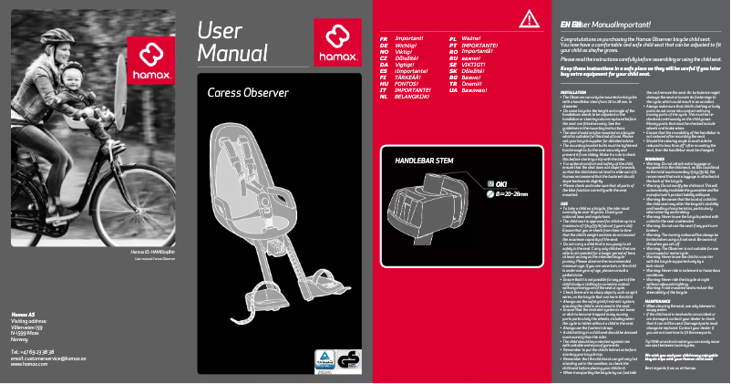 Page 1 de la notice Manuel utilisateur Hamax Observer