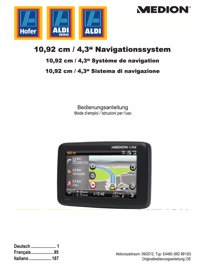 Page 1 de la notice Manuel utilisateur Medion GoPal E4460 M40 (MD 99130)