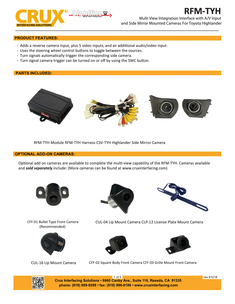 Page n°1 - Manuel utilisateur CRUX RFM-TYH