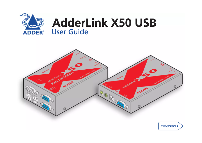 Page n°1 - Manuel utilisateur Adder ADDERLink X50