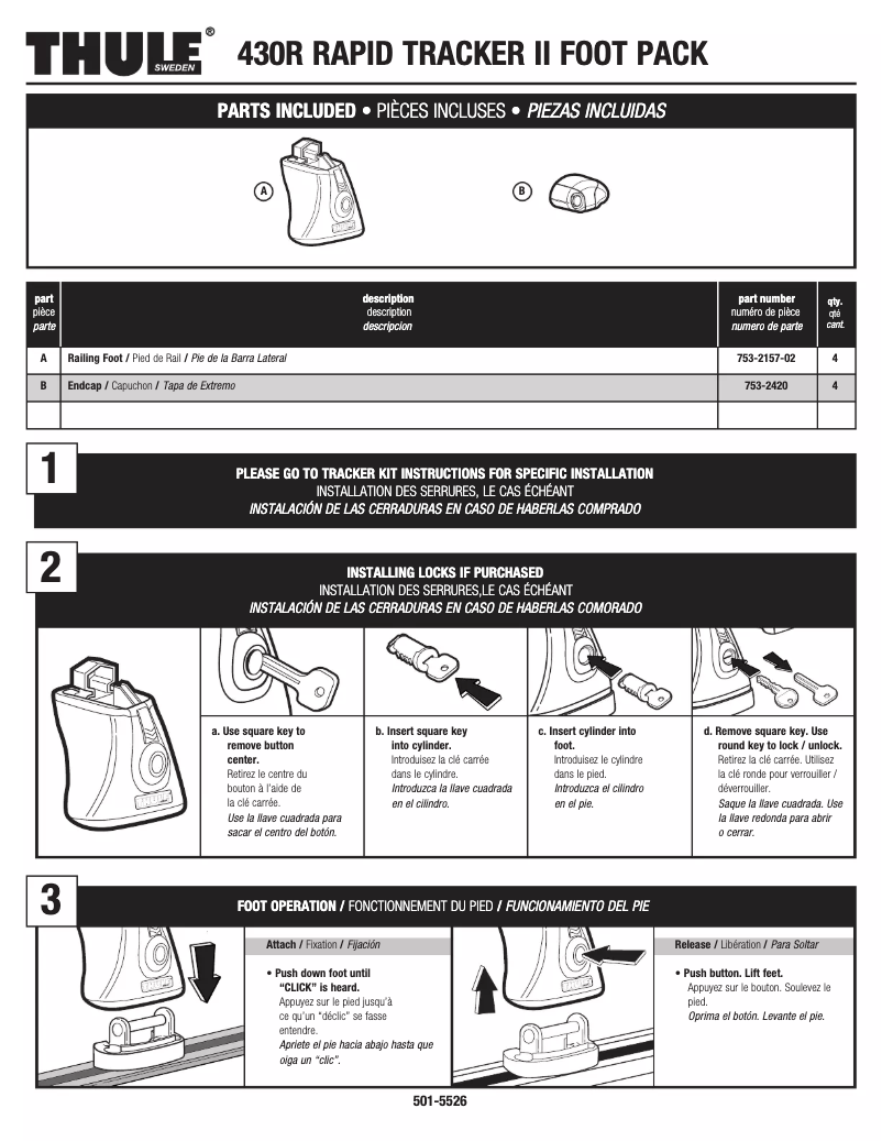 Page n°1 - Manuel utilisateur Thule Rapid Tracker II 430R