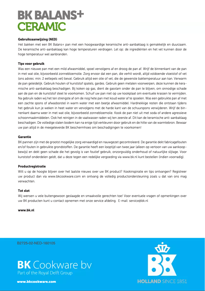 Page 1 de la notice Manuel utilisateur BK B2725.798