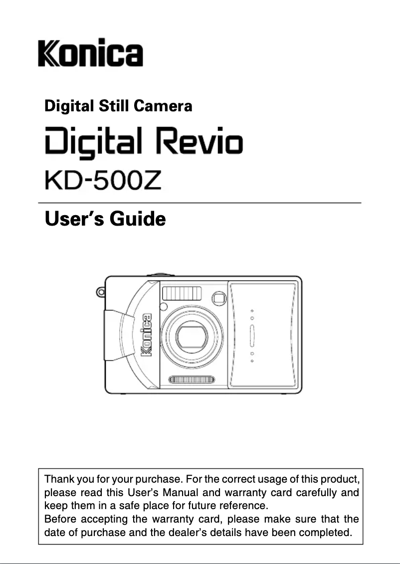 Page n°1 - Manuel utilisateur Konica Minolta Revio KD-500Z
