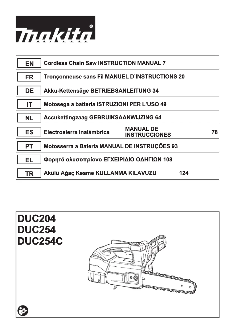 Page n°1 - Manuel utilisateur Makita DUC254Z